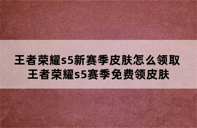 王者荣耀s5新赛季皮肤怎么领取 王者荣耀s5赛季免费领皮肤